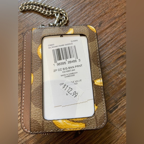 NWT Coach CR833 Zip Card Case In Signature Canvas With Banana Print - Picture 4 of 6